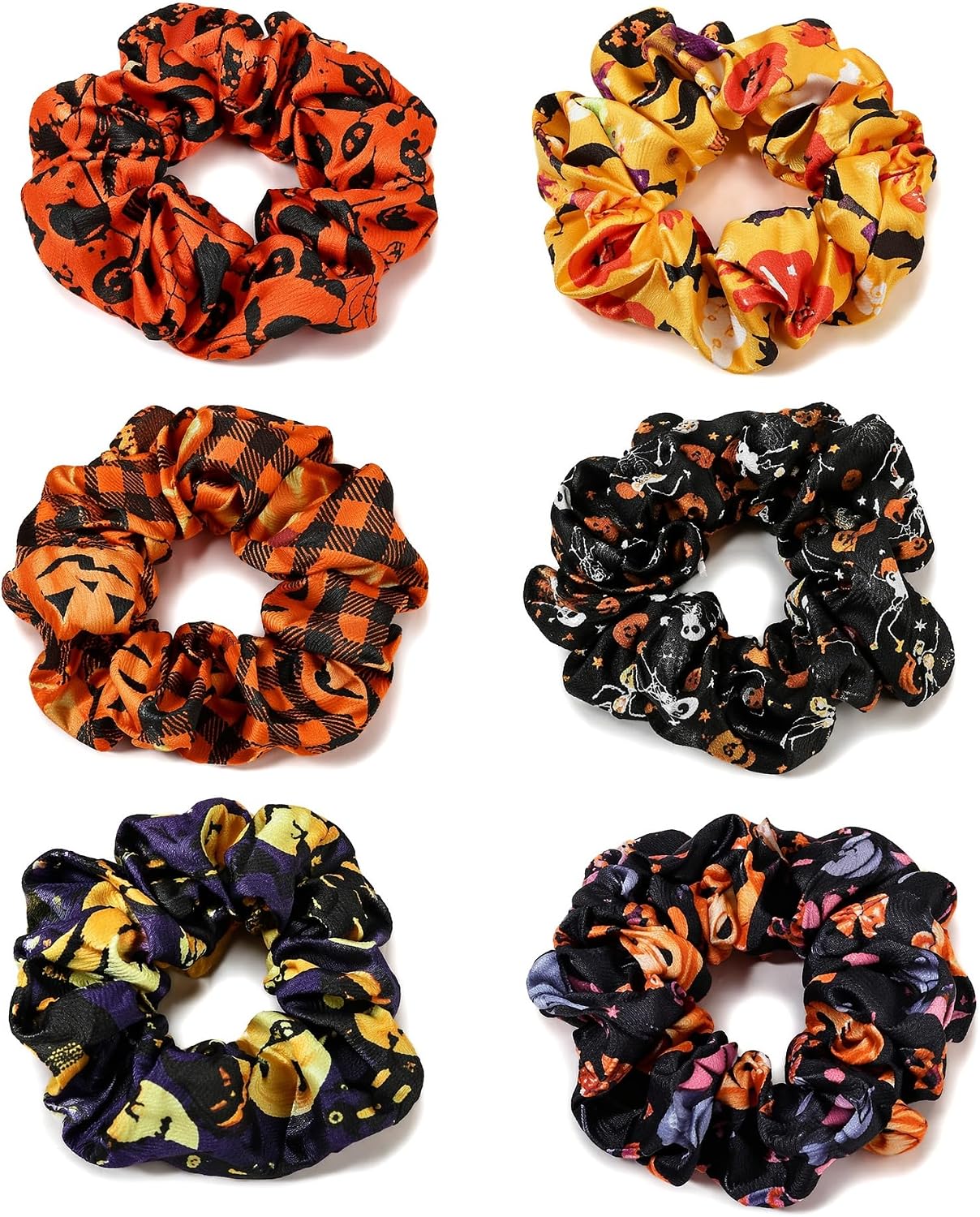 6 PCS Halloween Large Intestine Scrunchie Pumpkin Skull Hair Rope Thriller Statement Holid…