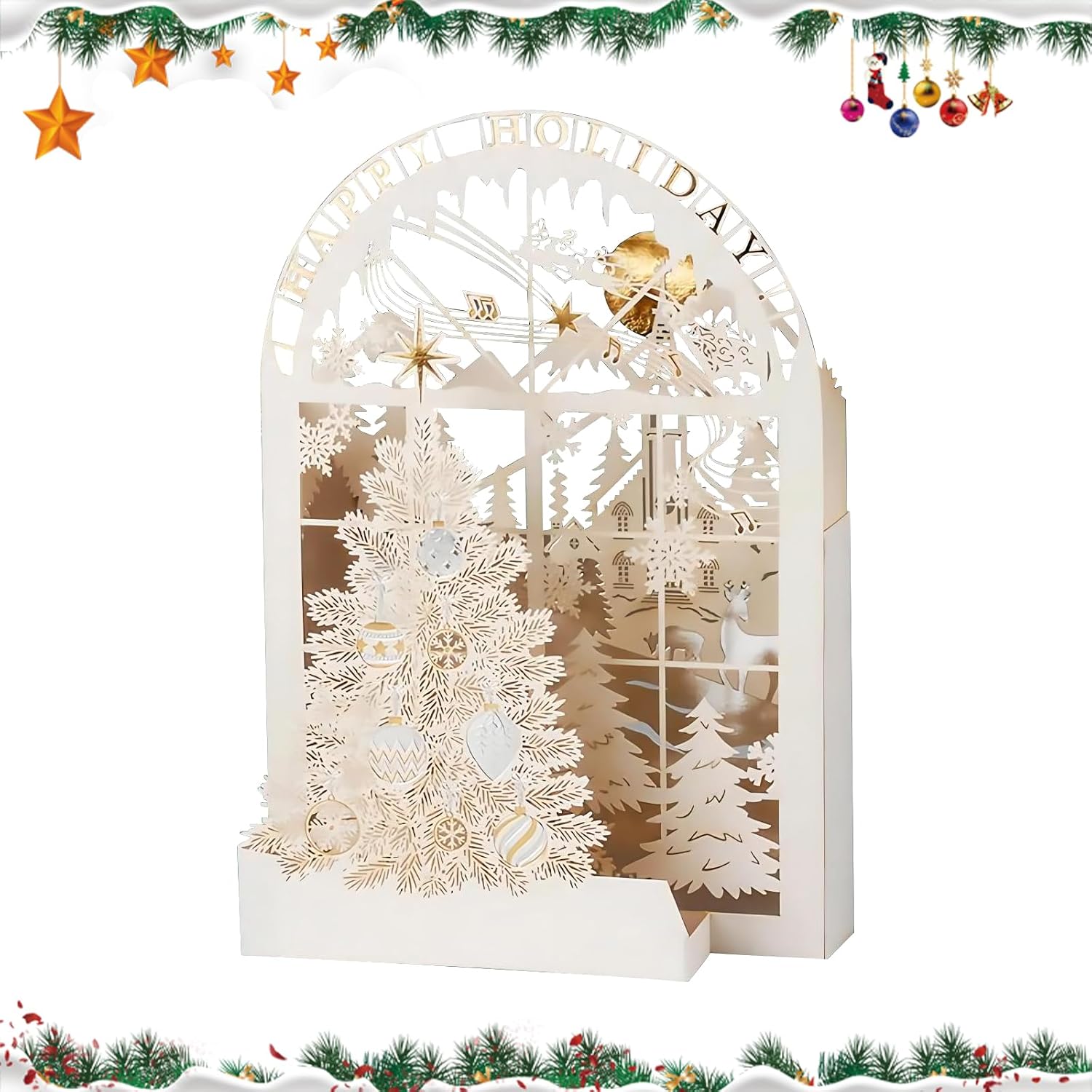 Christmas Greeting Card with Christmas Tree,Christmas 3D Card,three-dimensional greeting c…