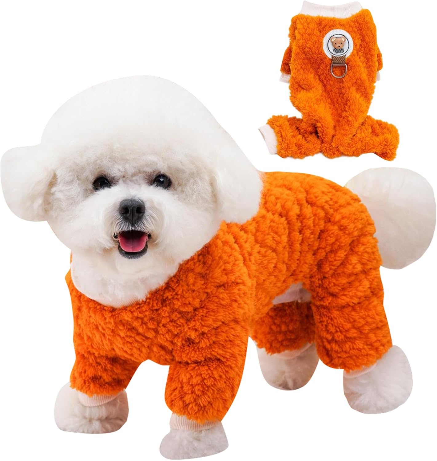 Warm Dog Fleece Coat - Pet Plush Four Legged Sweater, Winter Pyjamas, Soft Jumpsuit With D…