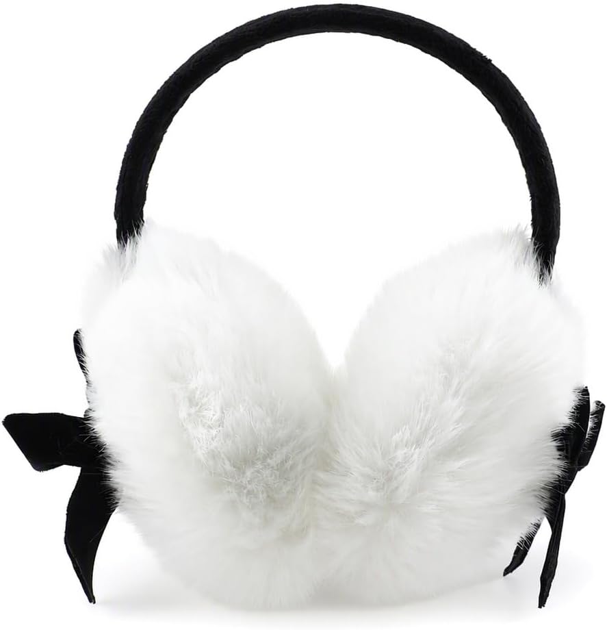 Foldable Winter Bow Earmuffs,Winter Fashion Adjustable Faux Fur EarMuffs Ear Warmers,Ear M…
