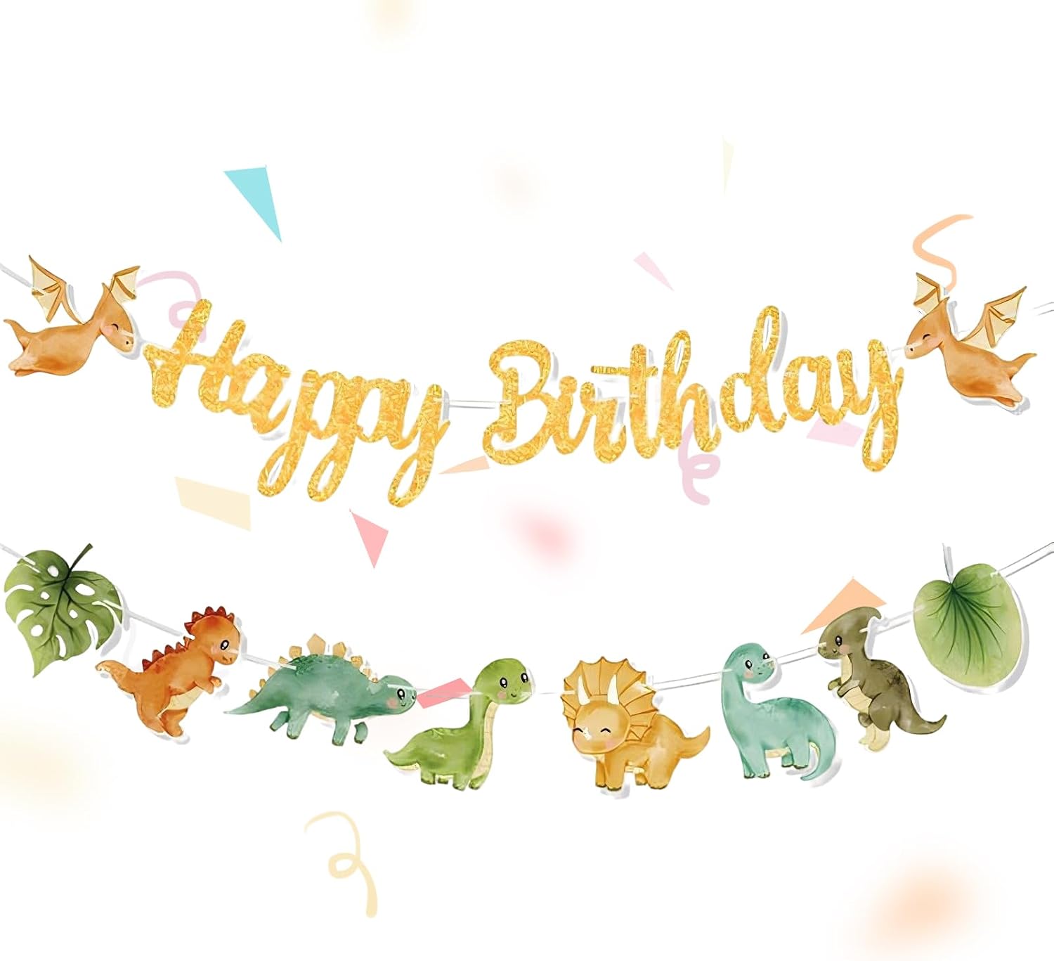 2PCS Dinosaur Banners,Happy Birthday Banner,Dinosaur Party Decorations,Animal Party Decora…