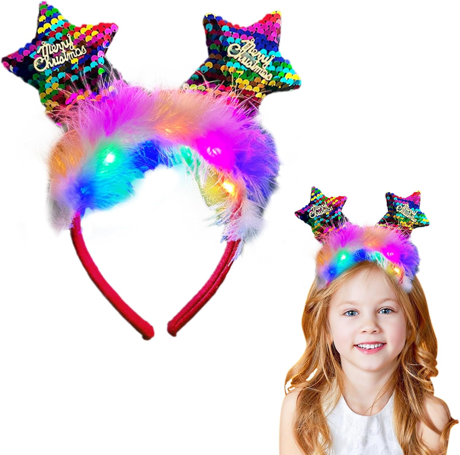 Christmas Five-pointed Star Merry Christmas LED Lights Headband
