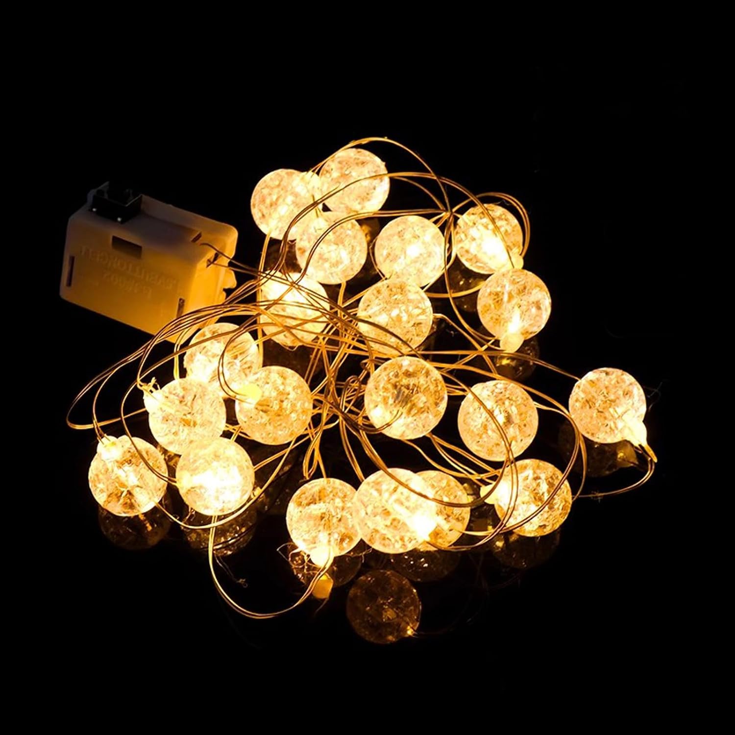 Fairy Lights,2 m 20 LED Crystal Crackle Balls,3 Gear Mode,Small Light Chain with Plastic C…