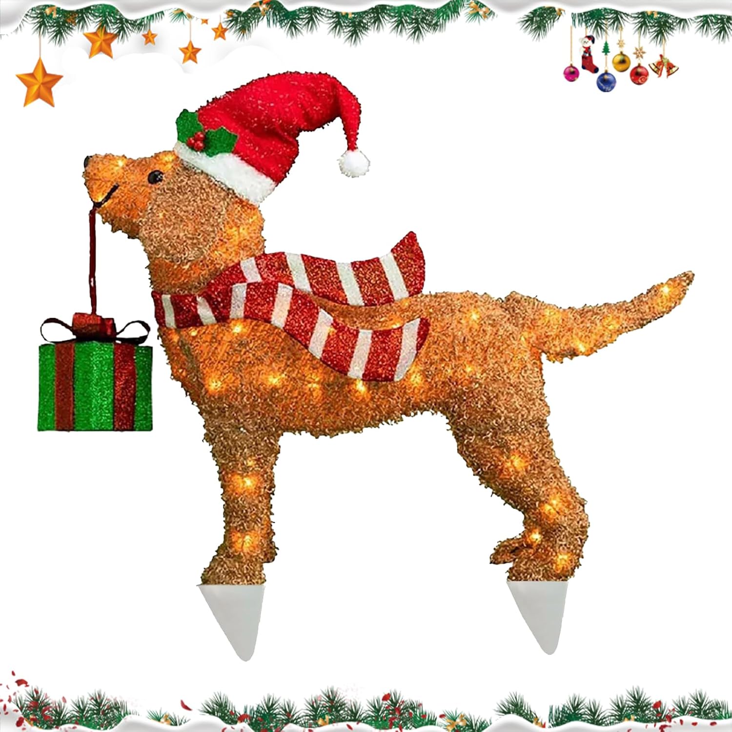 Large Christmas Dog LED Light String Signs - Lovely Yard Signs Xmas Outdoor Decorations fo…