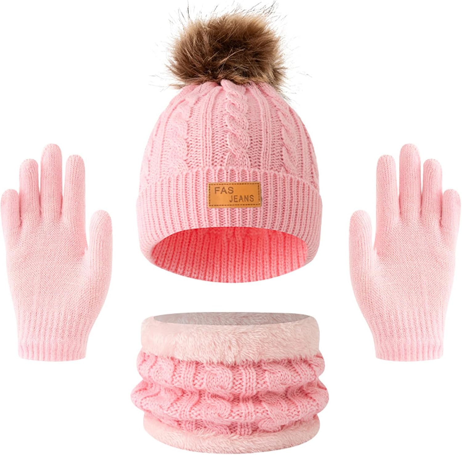 Kids Hat Scarf Gloves Set 3 In 1 Knit Warm Toddler Winter Cap Gloves Neck Warmer,Warmer El…