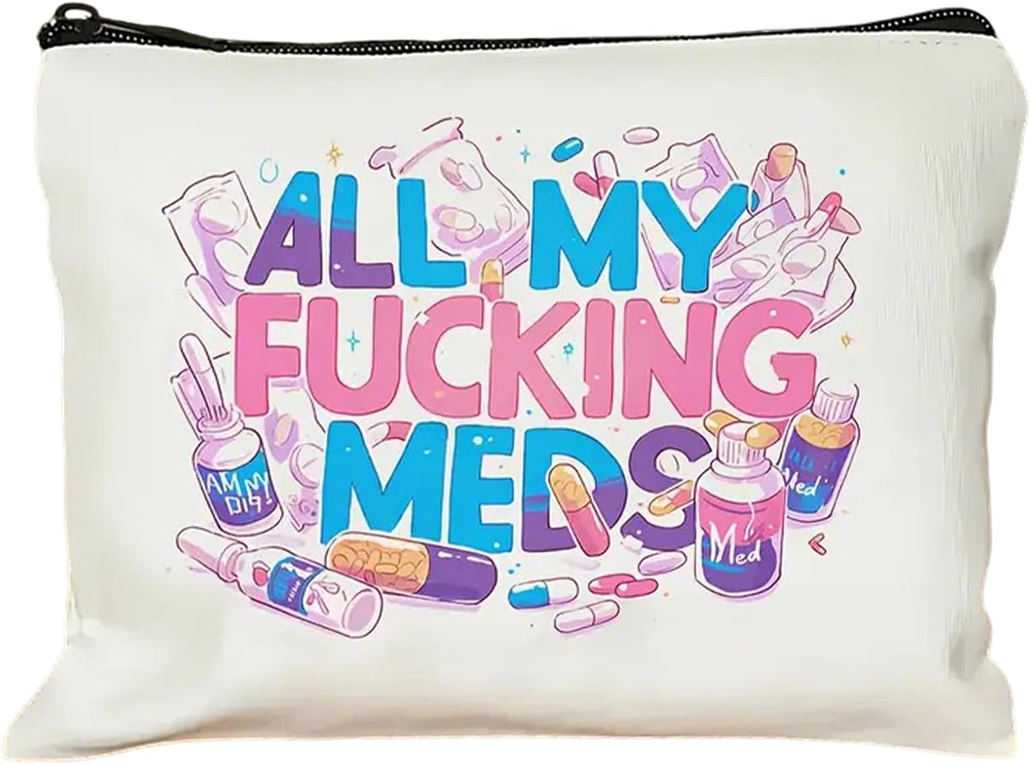 Medicine Travel Toiletry Bag for Women Men,Canvas Cosmetic Bag, Zipper Canvas Bag, Pen Cas…