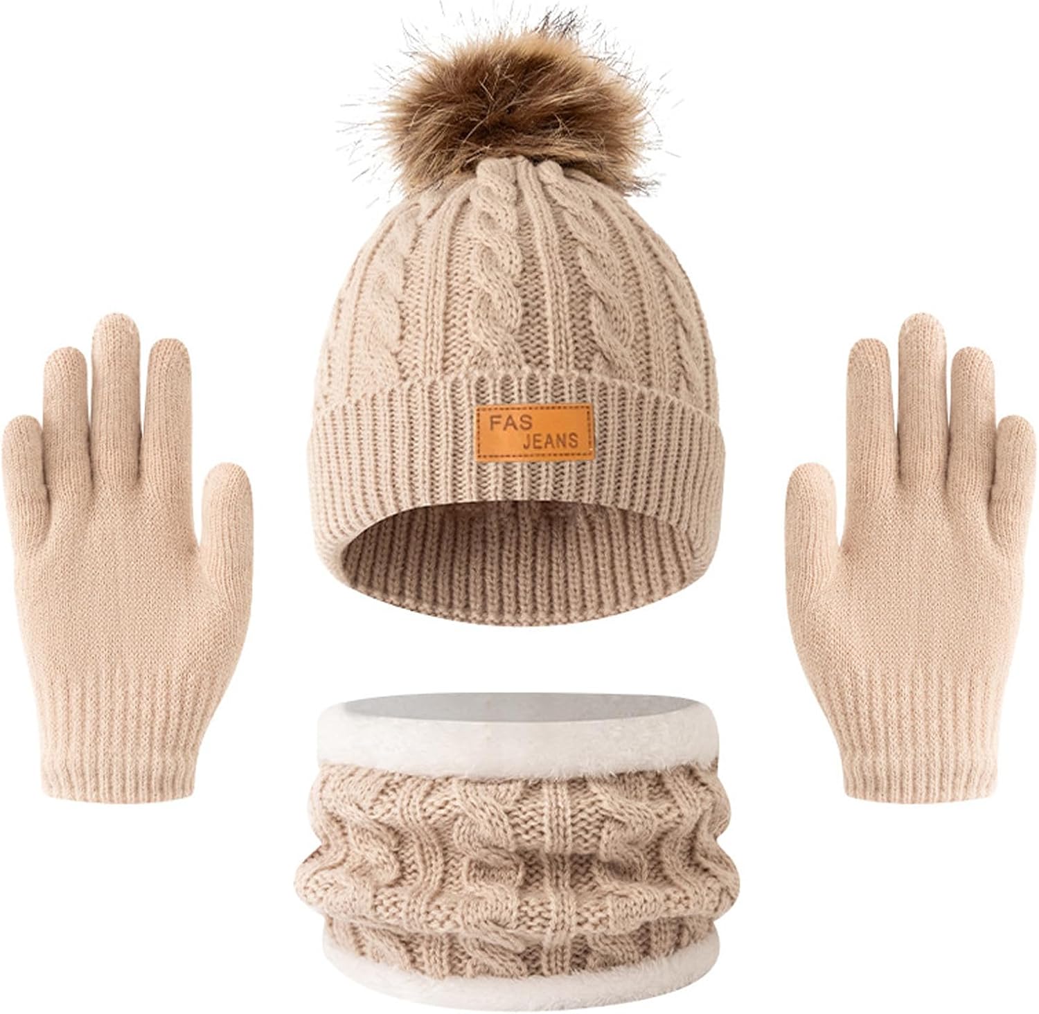Kids Hat Scarf Gloves Set 3 In 1 Knit Warm Toddler Winter Cap Gloves Neck Warmer,Warmer El…