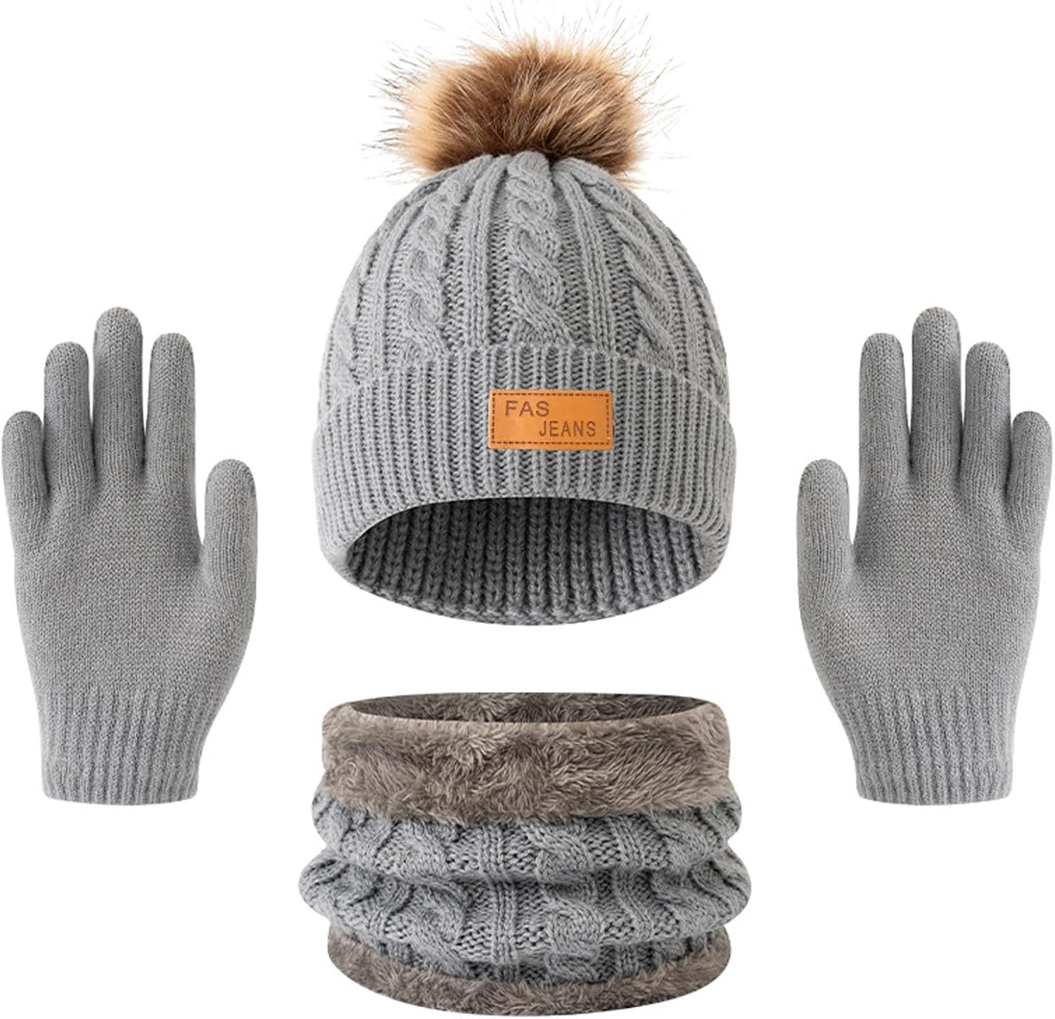 Kids Hat Scarf Gloves Set 3 In 1 Knit Warm Toddler Winter Cap Gloves Neck Warmer,Warmer El…