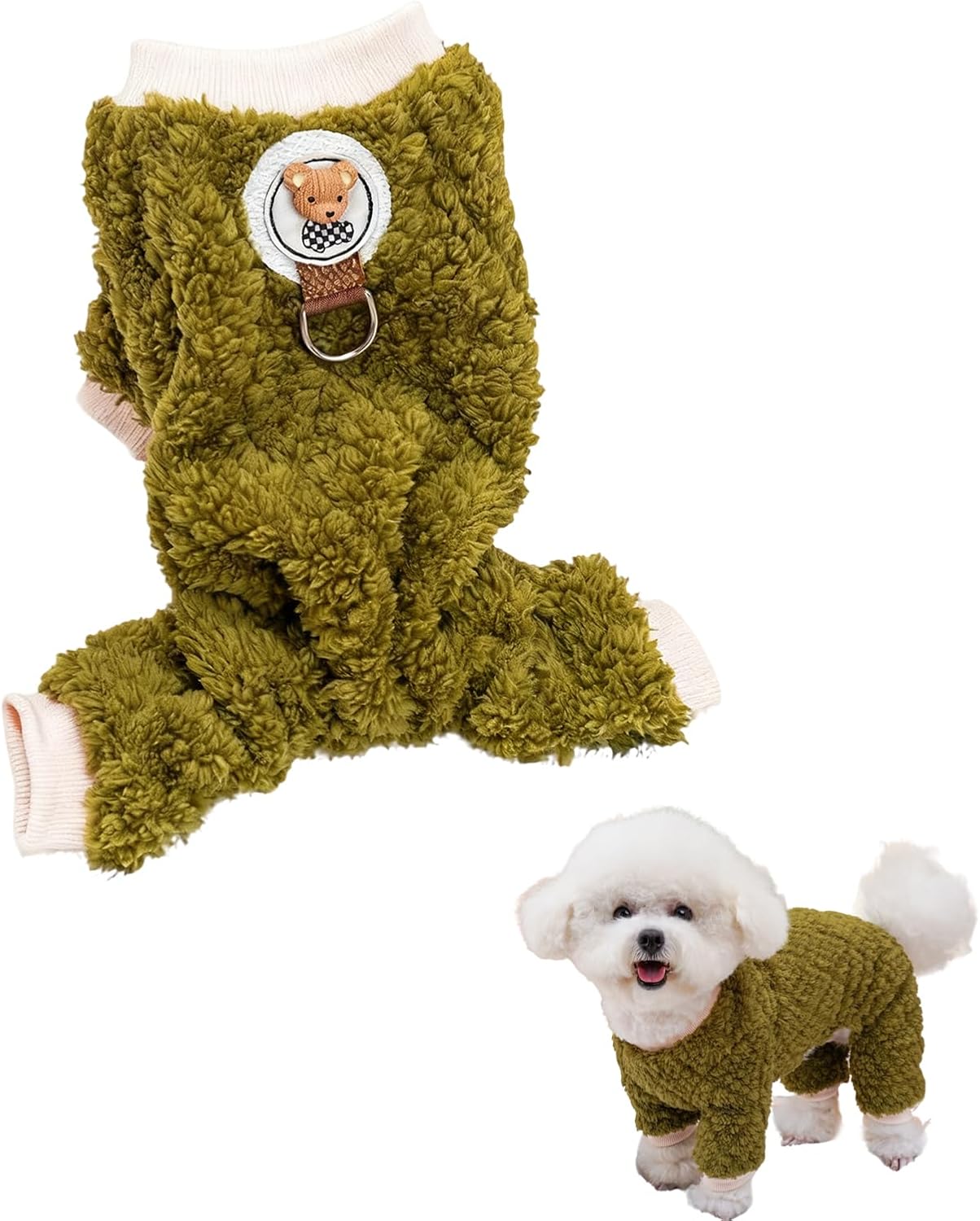 Warm Dog Fleece Coat - Pet Plush Four Legged Sweater, Winter Pyjamas, Soft Jumpsuit With D…
