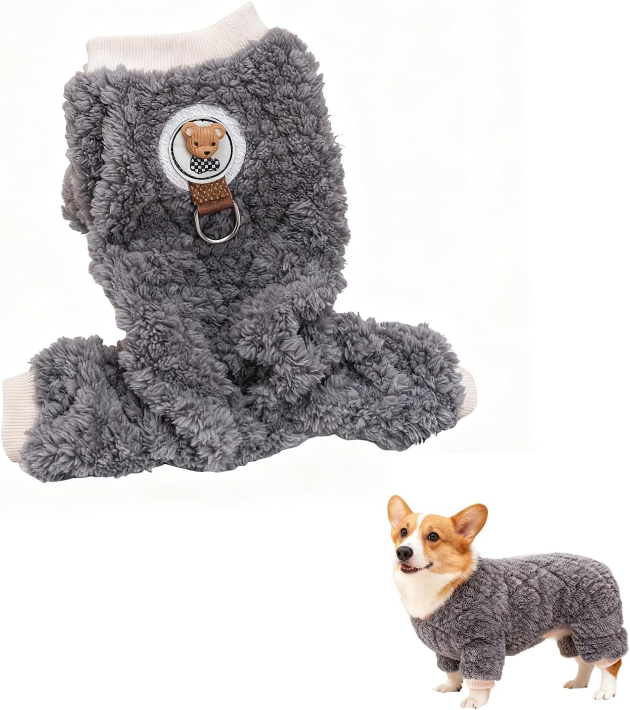 Warm Dog Fleece Coat - Pet Plush Four Legged Sweater, Winter Pyjamas, Soft Jumpsuit With D…