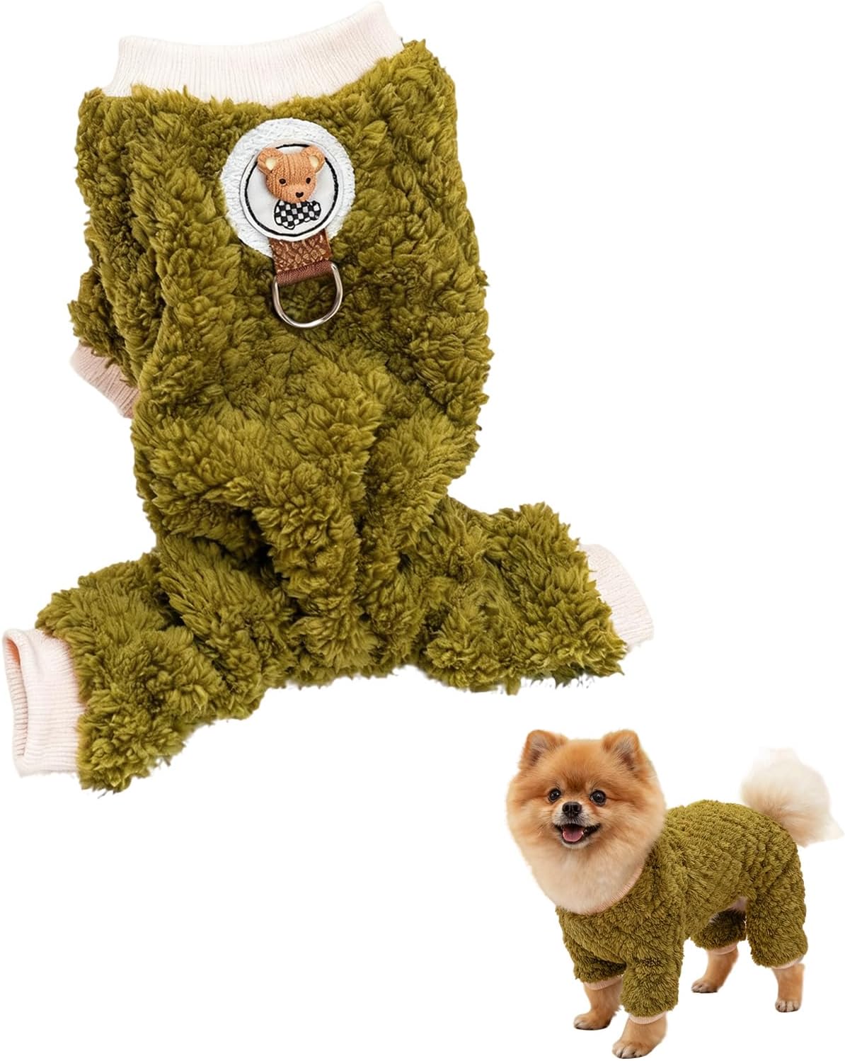 Warm Dog Fleece Coat - Pet Plush Four Legged Sweater, Winter Pyjamas, Soft Jumpsuit With D…