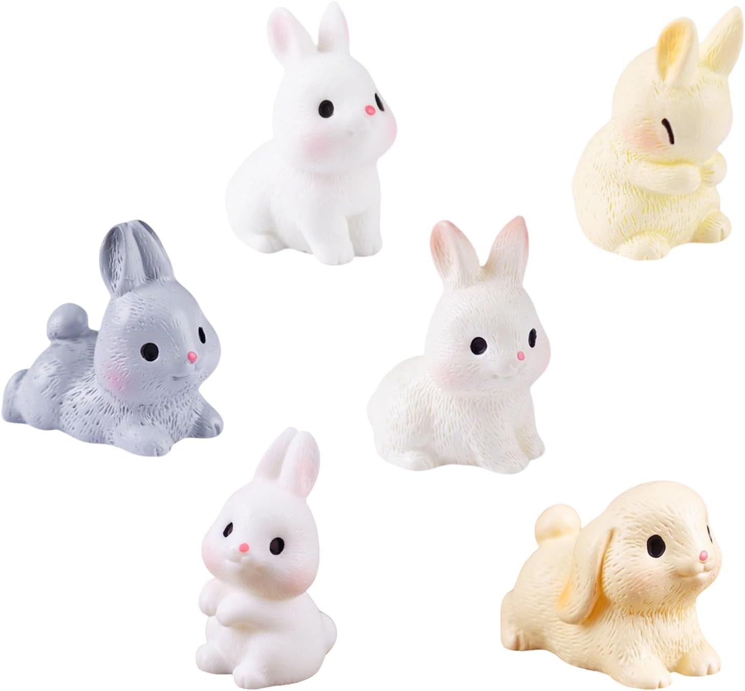 6 PCS Rabbit Figures Toys Bunny Cake Topper,Rabbit Fairy Garden Moss Landscape DIY Playset…