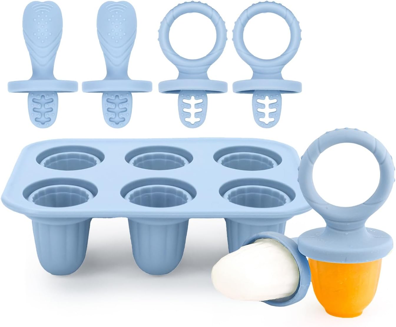 6 Pcs 17ml Moulds with Reusable Sticks,Silicone Ice Lolly Mould Mini BPA-Free Silicone Ice…