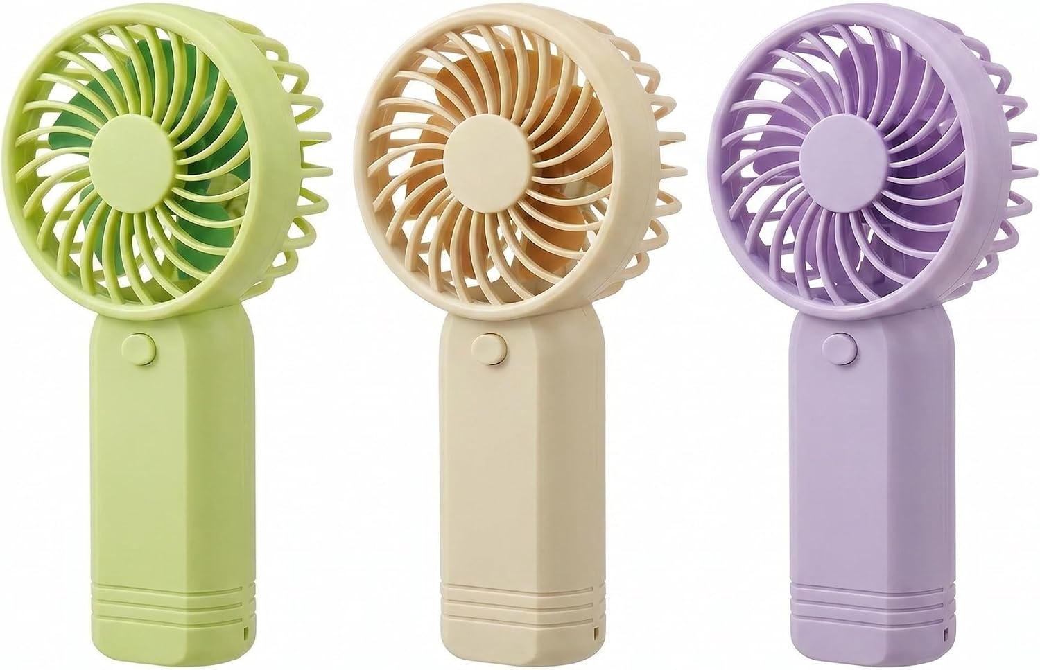 3 PCS Mini Handheld Fan,Hand Held Travel Cooler,AAA Battery Operated,Pink, White,Purple,Po…