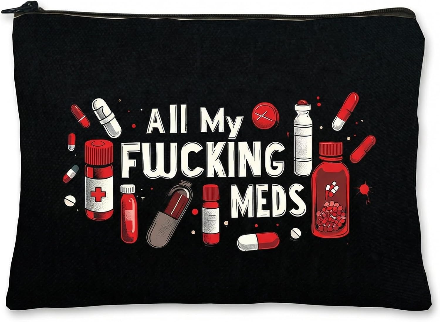 Medicine Travel Toiletry Bag for Women Men,Canvas Cosmetic Bag, Zipper Canvas Bag, Pen Cas…
