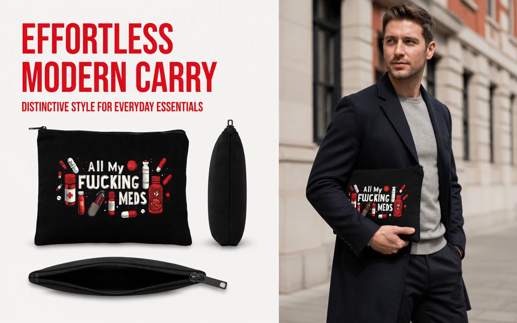 Text reads 'EFFORTLESS MODERN CARRY' and 'INTRODUCING STYLE FOR EVERYDAY ESSENTIALS.' Black hoodie and mouse displayed on model and flat lay with branded graphics.