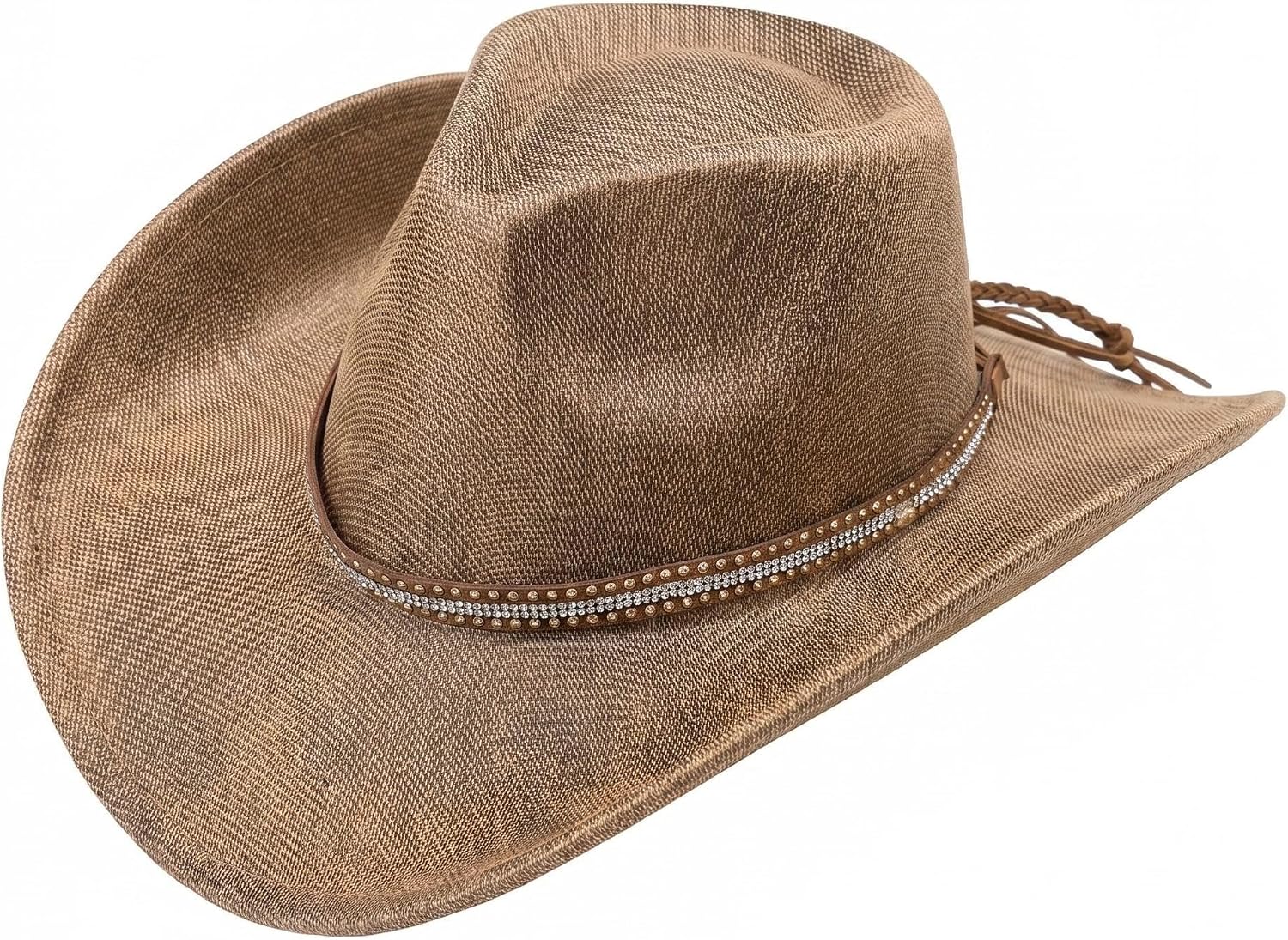 Western Cowboy Hat for Women and Men,Cowboy Hat with a Diamond-Studded Chain,Texan Cowboy…