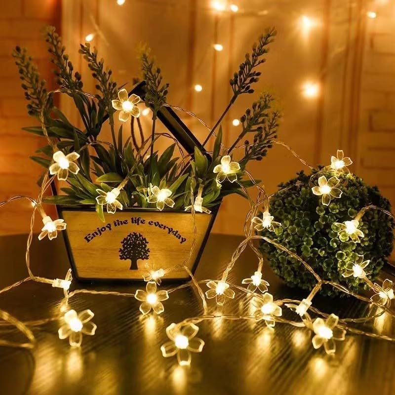 Flower Fairy Lights Outdoor Waterproof 80 LED Flower Garden Lights,Battery-Powered,Blossom…