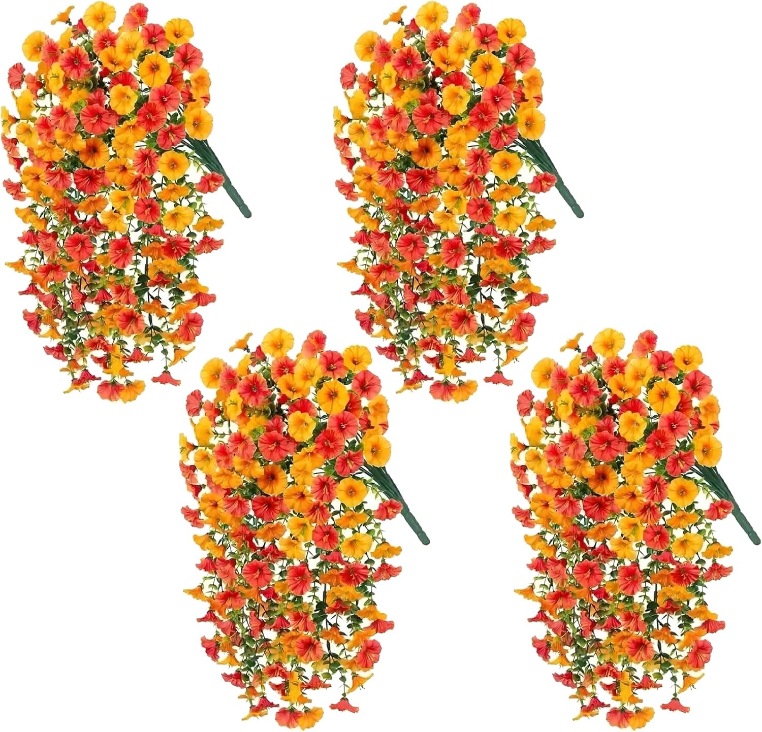 4 Bundles Artificial Hanging Flowers Outdoor, 75cm UV-Resistant Hanging Outdoor…