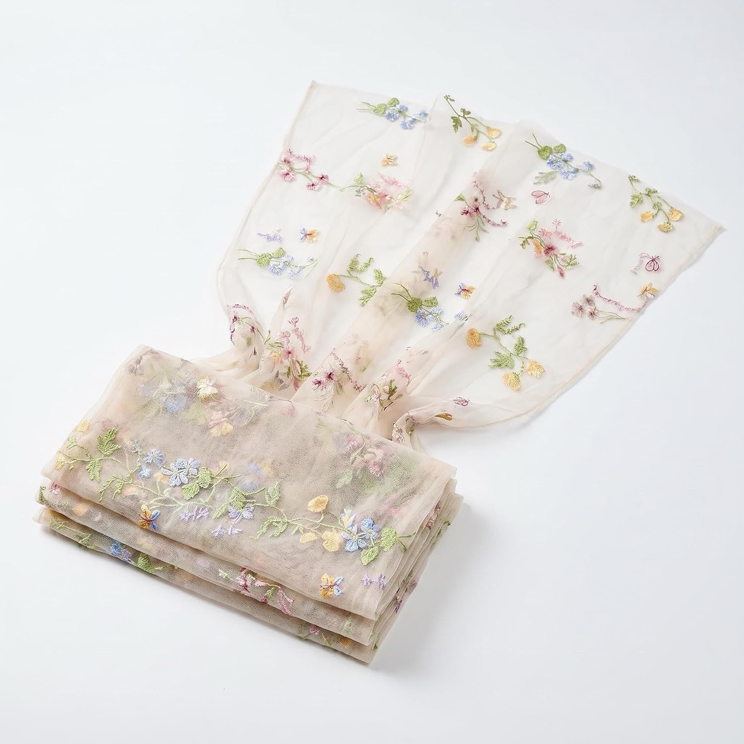 Apricot Embroidery Flowers Spring Gauze Table Runner 70x300 cm,Wedding Table Decoration wi…