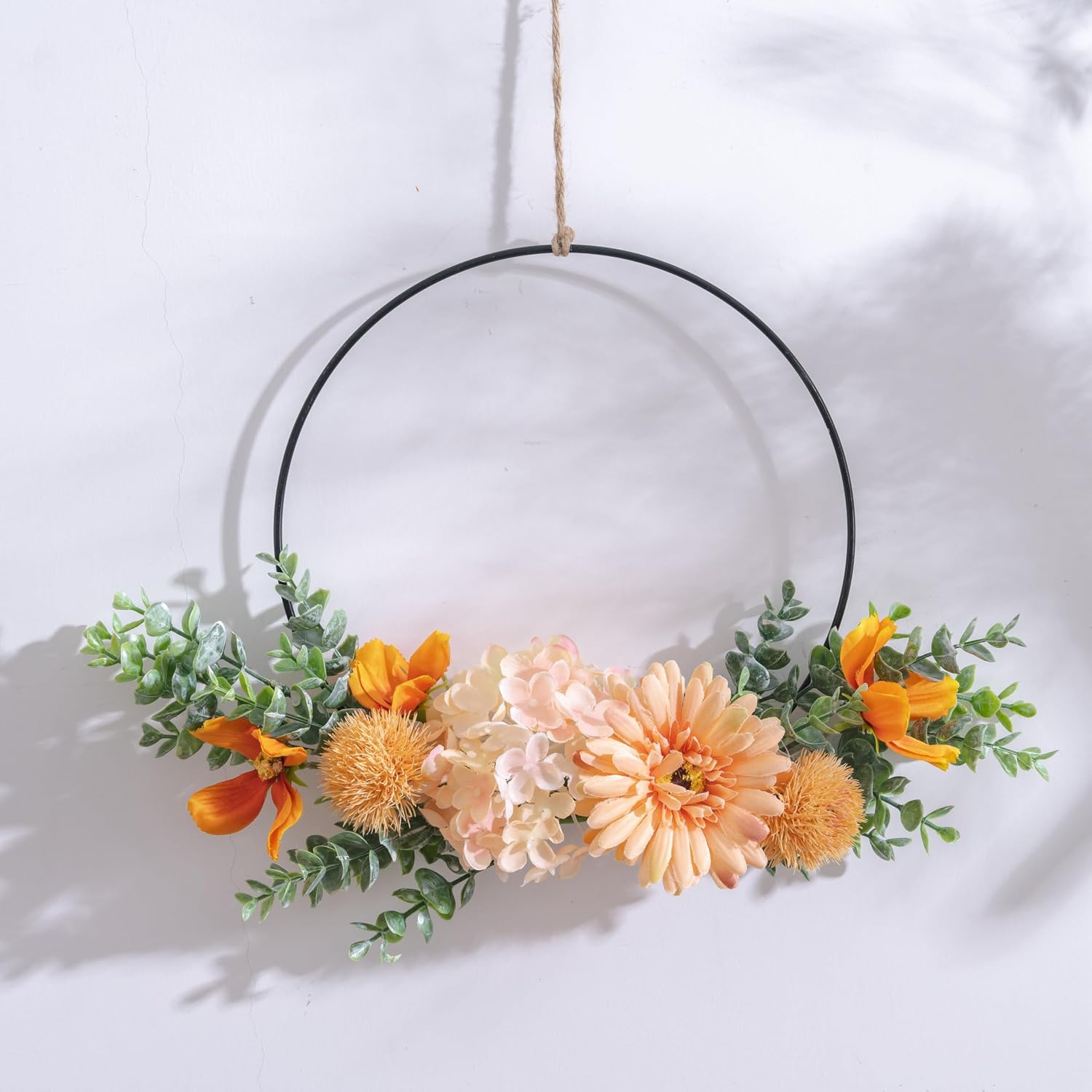 14.96 Inch Artificial Door Wreath Artificial Sunflower Wreath Spring Summer Front Door Wre…