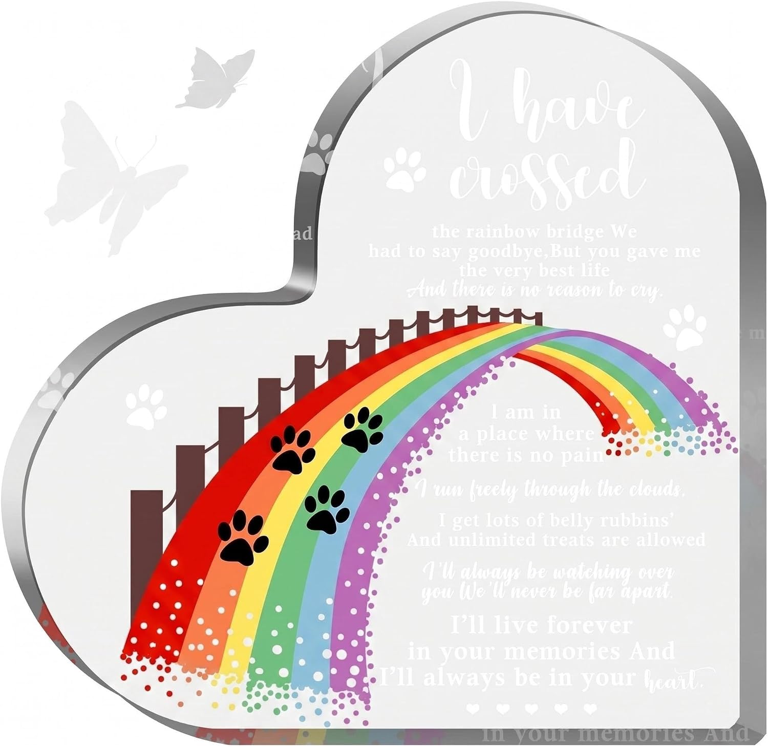 Acrylic Pet Commemorative Ornament Pet Memorial Ornament Rainbow Bridge Dog Memorial Heart…