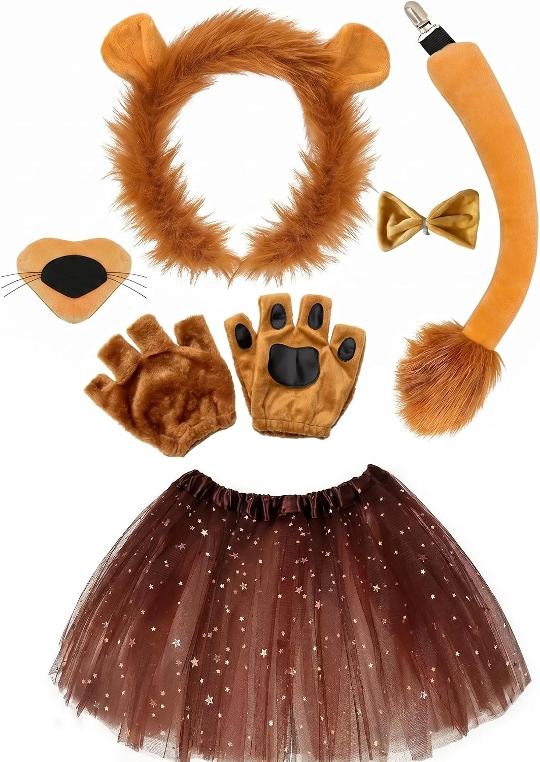 6 PCS Animal Lion Cosplay Costume Accessories Set for Adult,Lion Ears, Gloves, Tail & Tutu…
