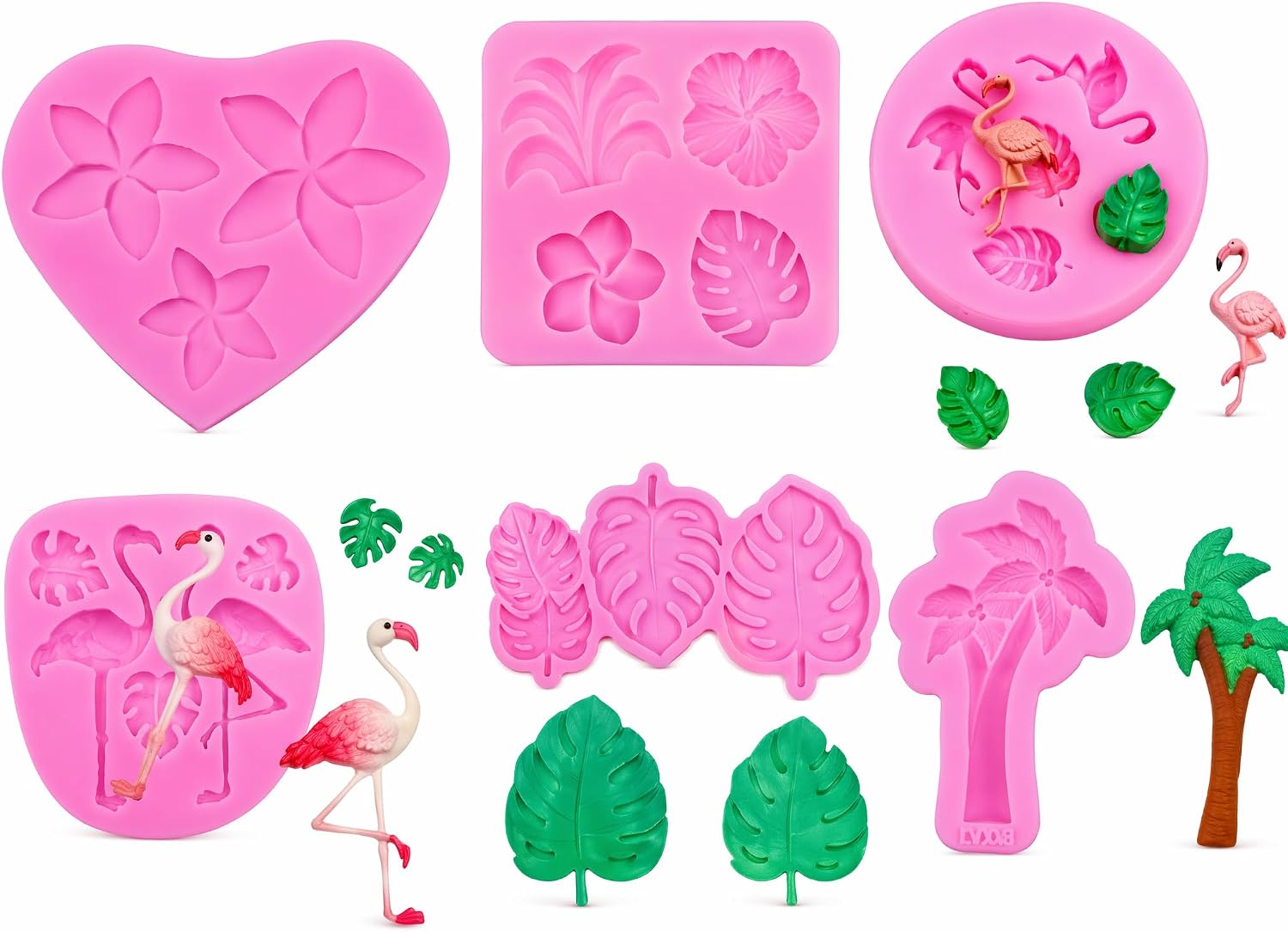 6PCS Tropical Flowers Tortoise-Back Flamingo Silicone Baking Mould