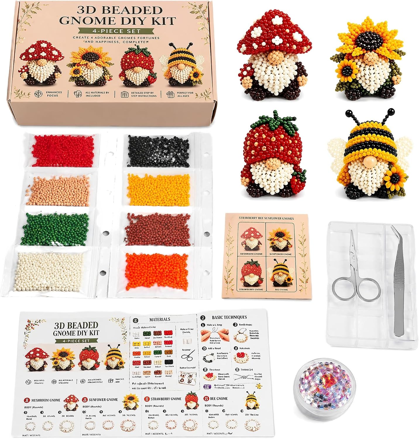 CutitiUU 3D Beaded Animals Kit Dwarf Elf Mini Beading Craft…
