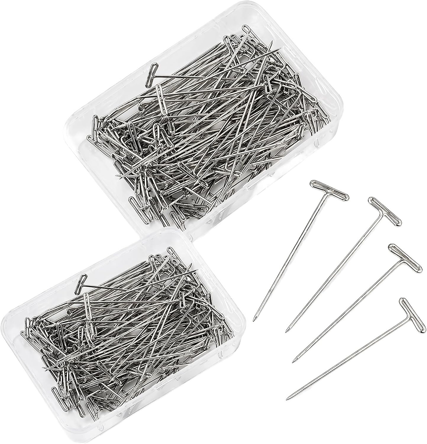 2 Pack 100 Pcs T-Pins Stainless Steel Blocking Pins with Box