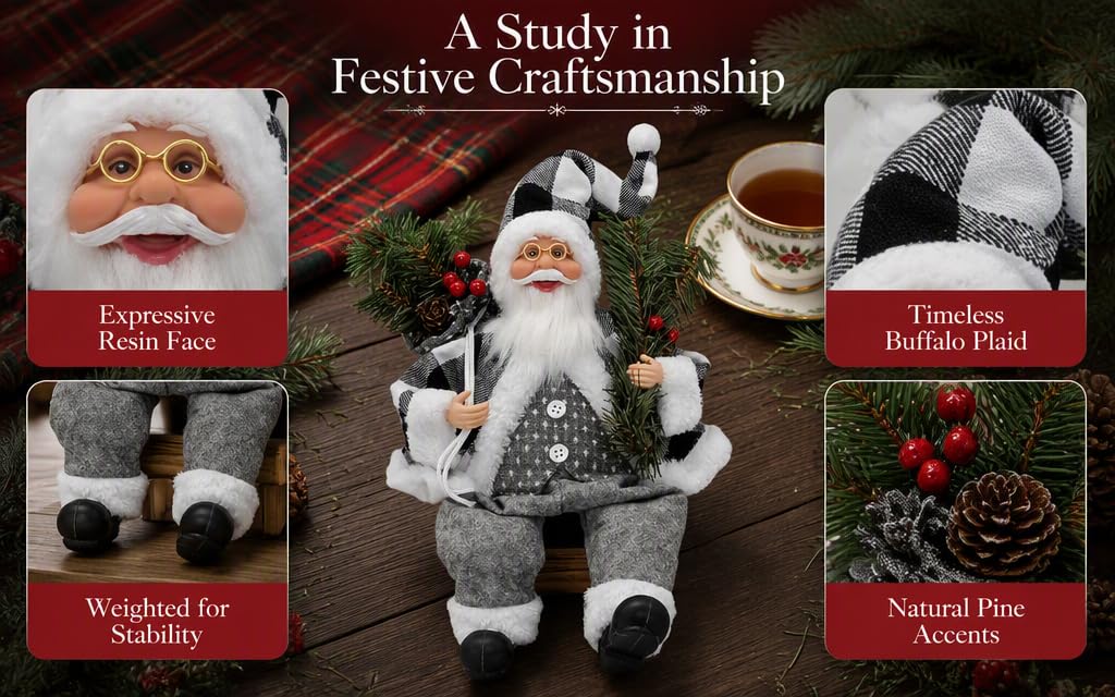 Text reads 'A Study in Festive Craftsmanship' with 'Explore the Collection' repeated multiple times. Composite holiday craft image with decorative items: gnome figurine, festive treats, ornaments, and seasonal crafts displayed in grid layout.