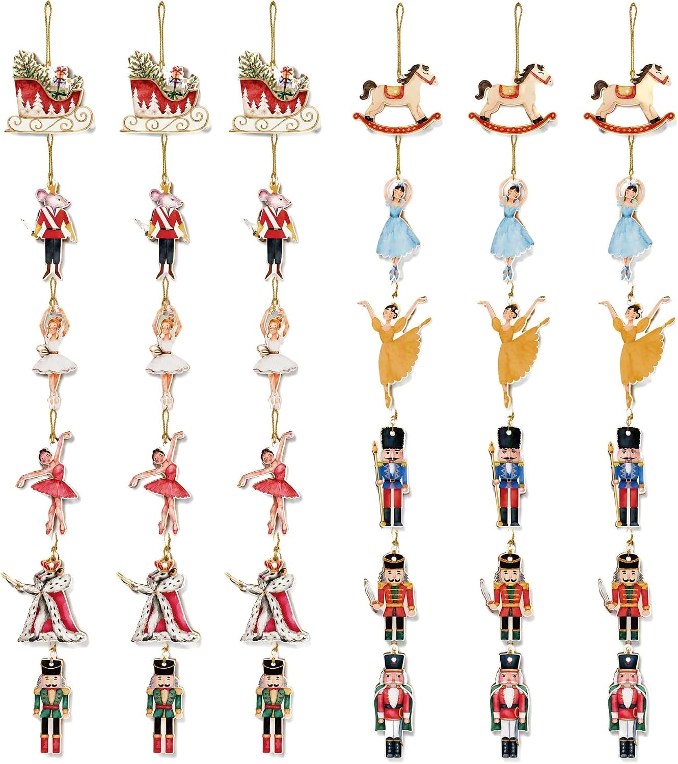 36PCS Christmas Nutcracker Soldier Princess Wooden Ornament
