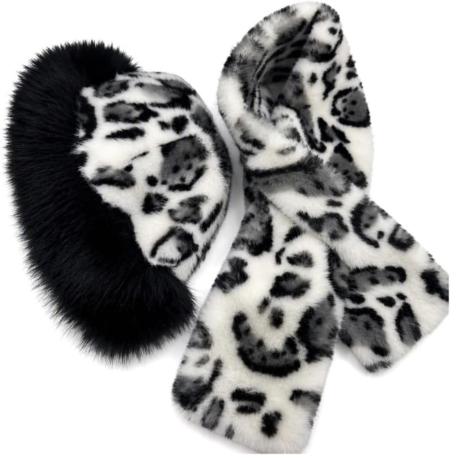 Mongolian Plush Hat,Leopard Print,Imitation Mink Fur,Women's Winter Leopard Print Faux Fur…
