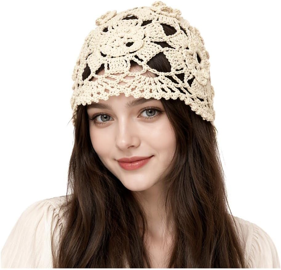 Women Crochet Hat Handmade Beanie Hat All-Season Style