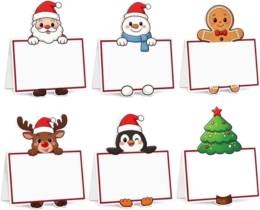 30PCS Christmas Name Place Cards,Xmas Dining Table Decor