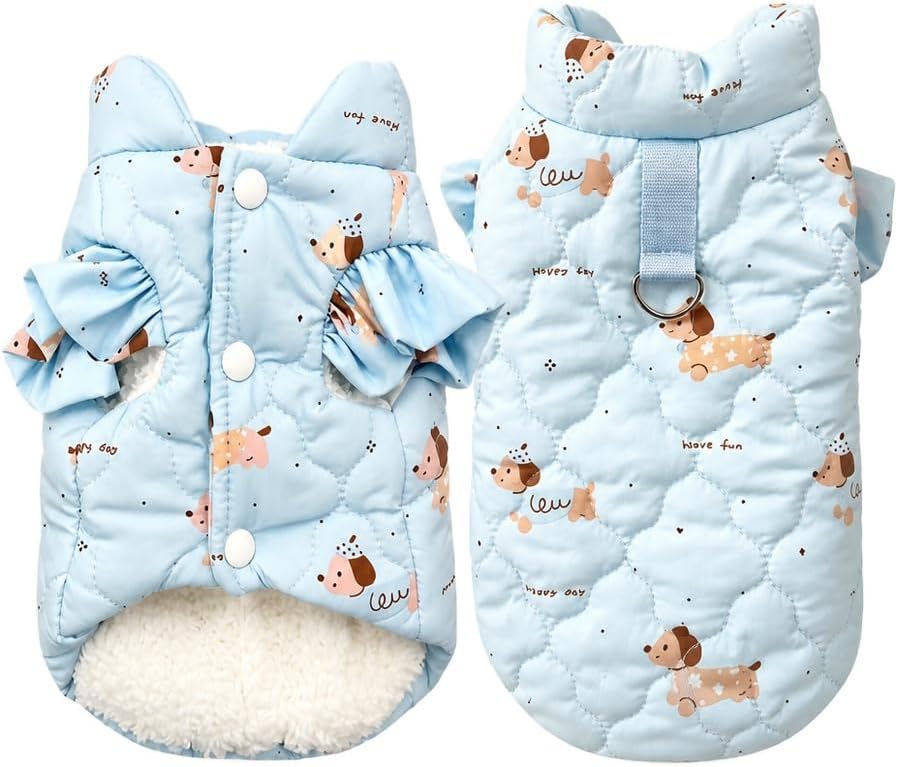 Dog Coat Warm Dogs Jacket Warm Cotton Vests for Pets,Blue,L