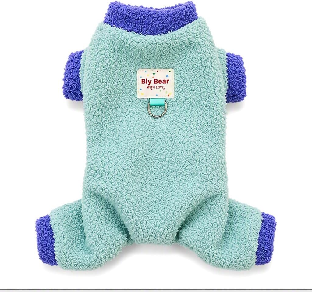 Winter Dog Four Legged Fleece Coat with D-Ring,Blue:S