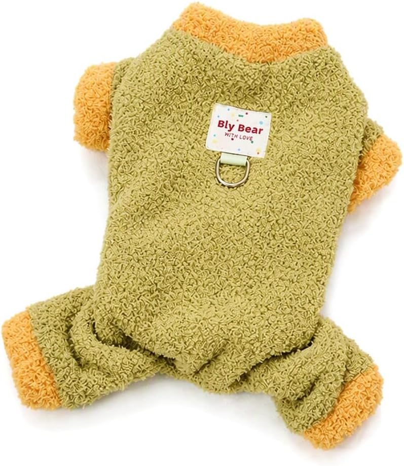 Winter Dog Four Legged Fleece Coat with D-Ring,Green:M